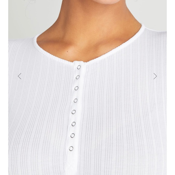 Yummie Katrina Cotton Seamless Rib Bodysuit in White S/M - Picture 6 of 11